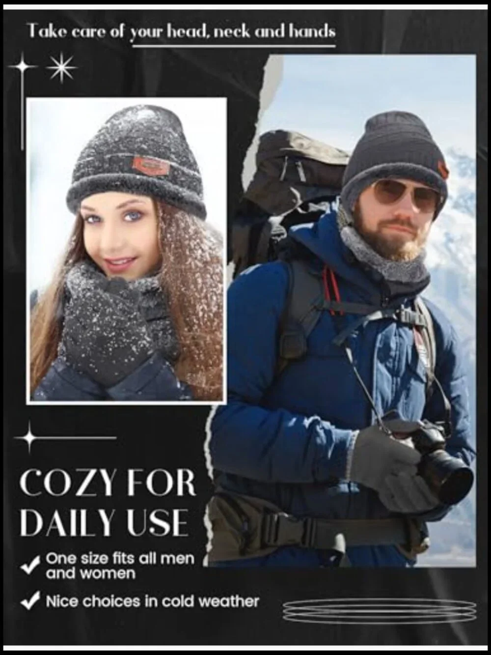 Bulk Winter Beanie Scarf Gloves Set for Men Women Unisex - 36 Pieces